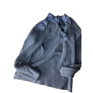 Kenneth‎ Cole NY Mens XXL Blue Knit Sweater Quilted Shoulder Mock Neck